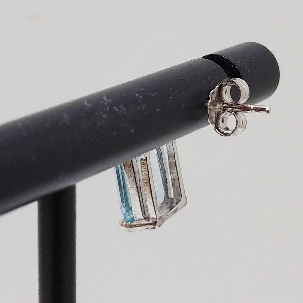 Blue Topaz Octagon Earrings 4 Carats tw - Picture 6 of 7